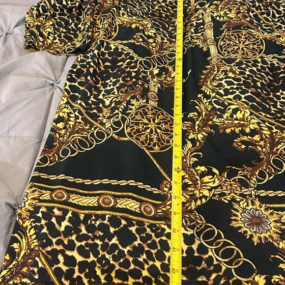 Tacera Baroque Leopard Print Shirt Dress Women’s 2X Black Gold Tunic - Picture 5 of 7